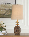 Percy - Marble Buffet Lamp - Brass / Brown