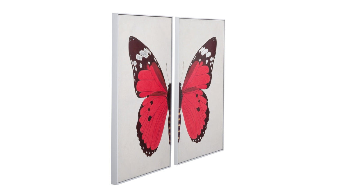 Butterfly Canvas Art Set of 2 - White