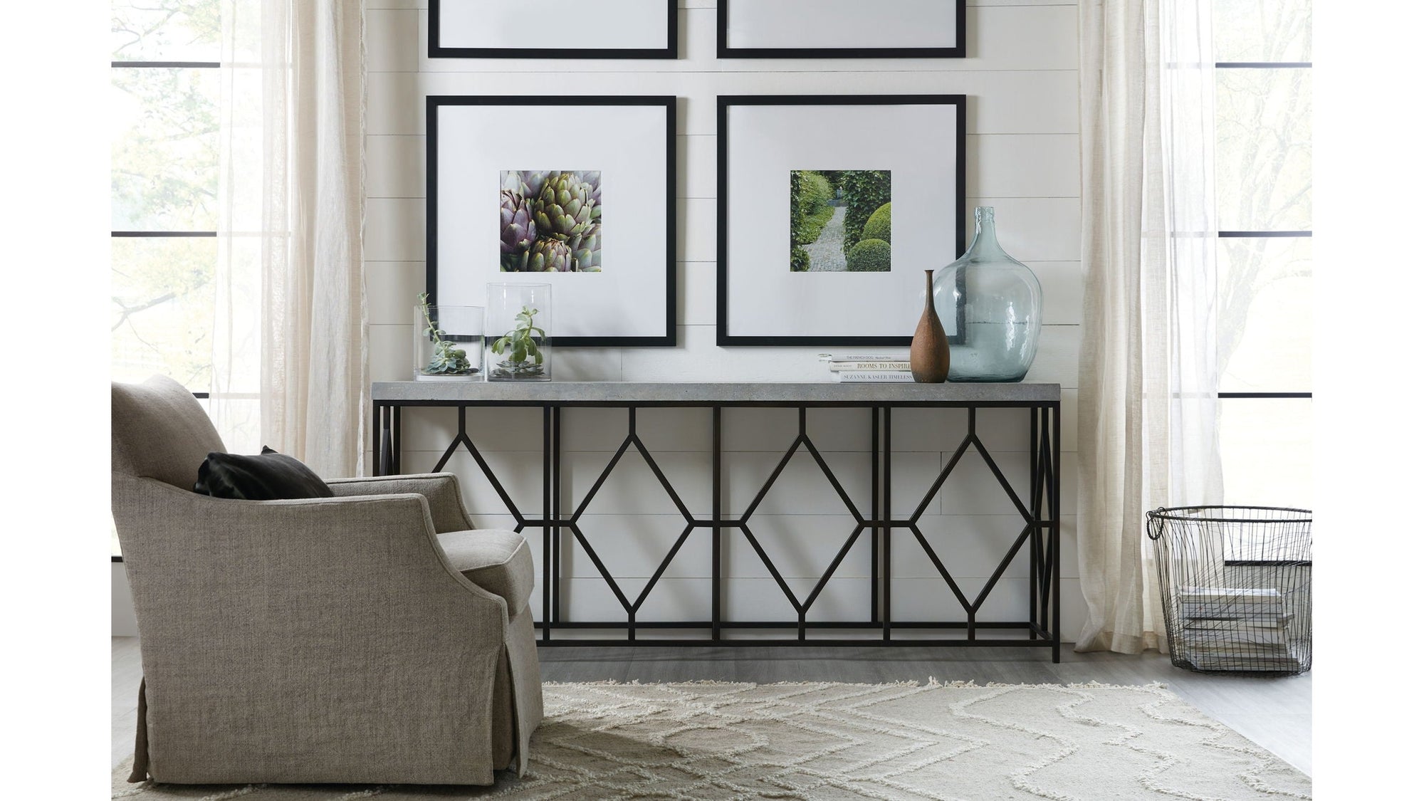 Ciao Bella - Metal And Concrete Console Table - Dark Gray / Black