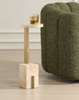Feranno - Travertine Accent Table - Brass