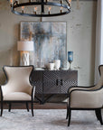 Sandy - Wing Back Armchair - Beige & Dark Brown