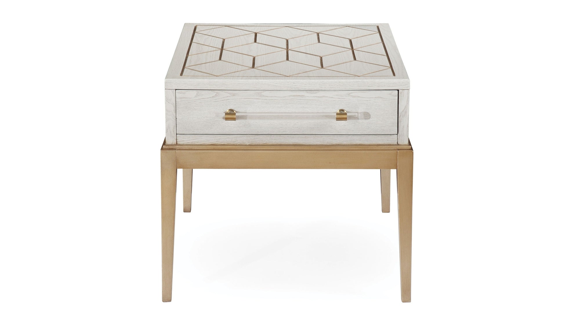 Perrine - Rectangle End Table - White / Gold