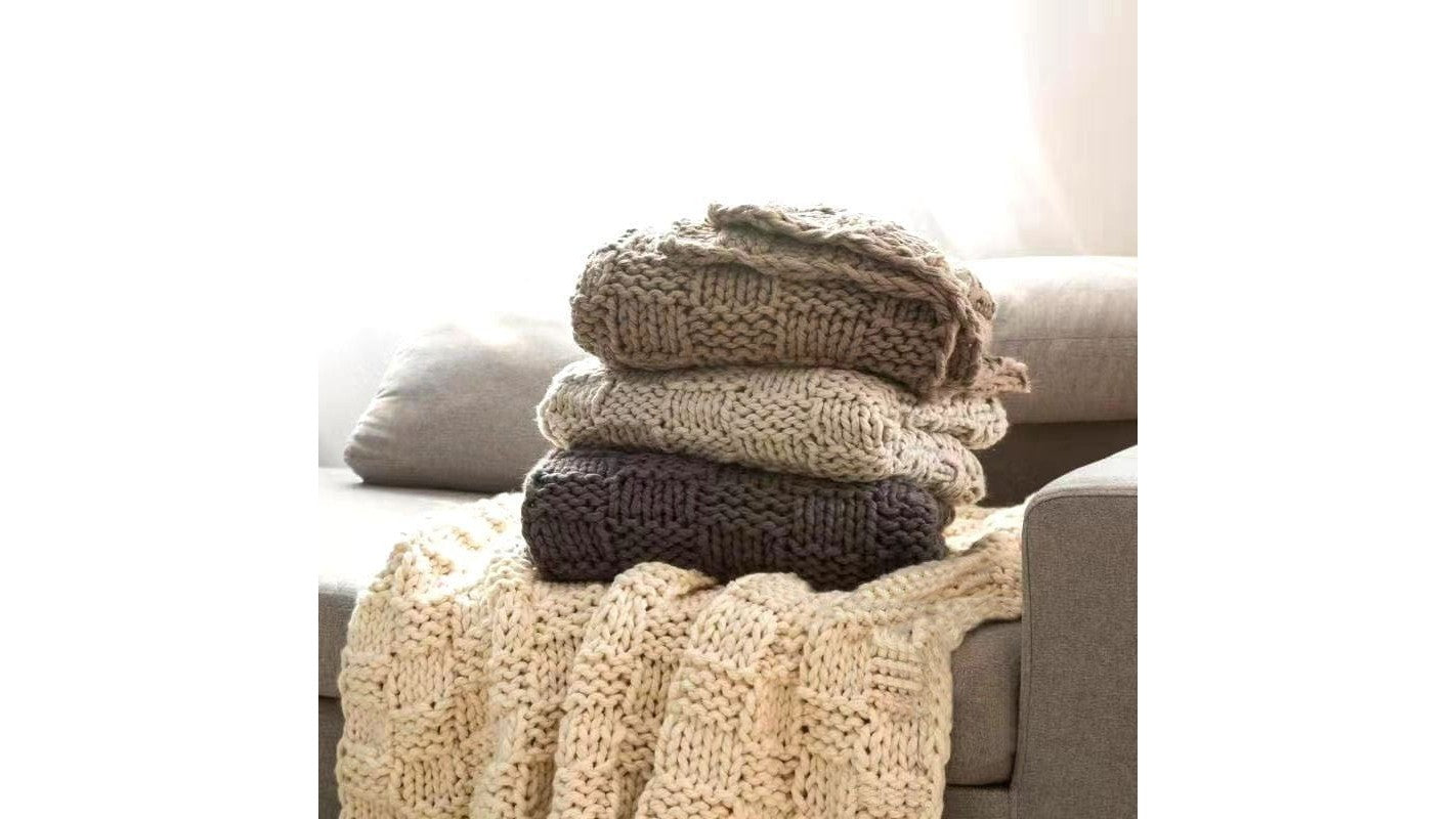 Chess Knit - 50" x 60" Throw - Natural