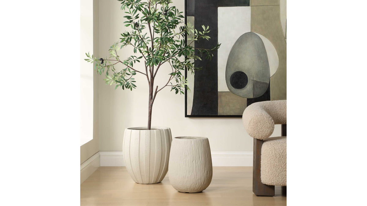 Ridgehaven - Textured Outdoor Planter - White