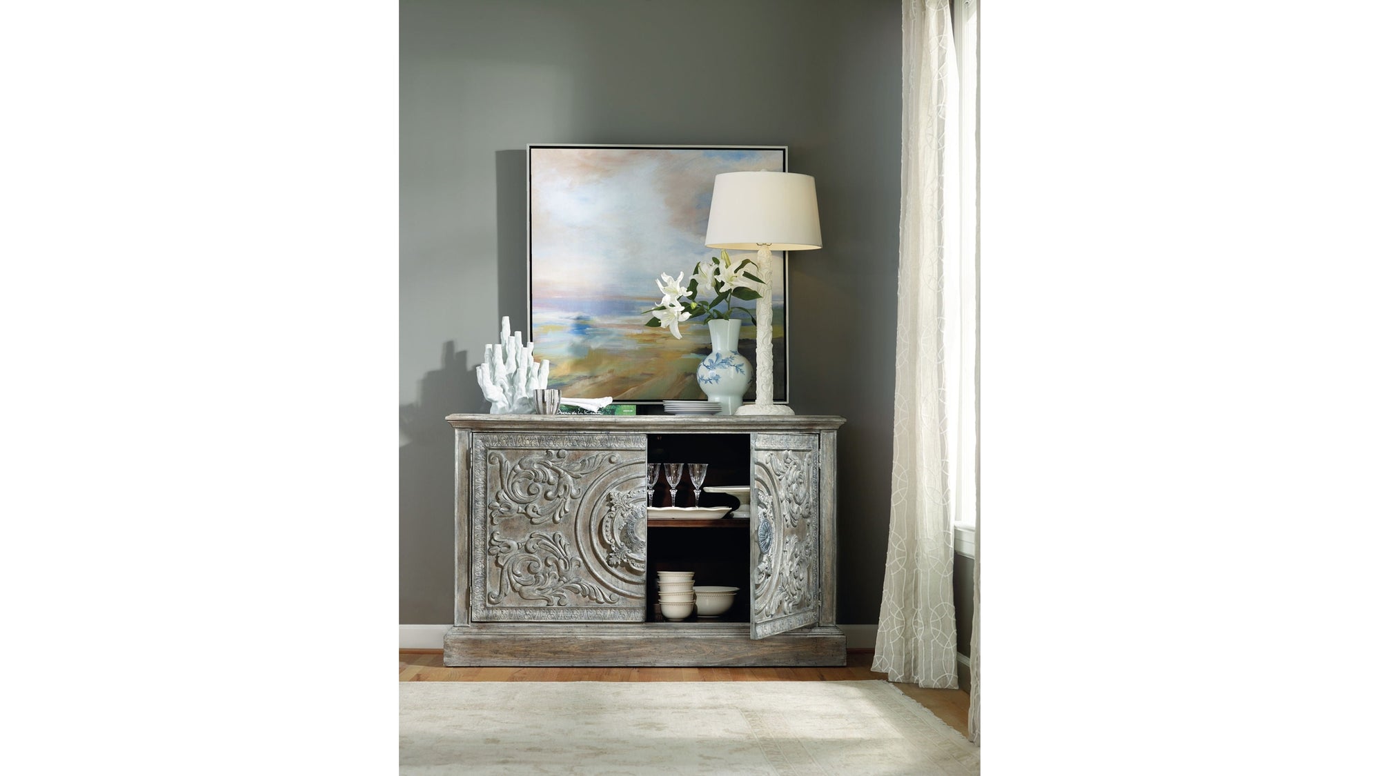 True Vintage - Melange 2-Door Accent Console - Dark Gray