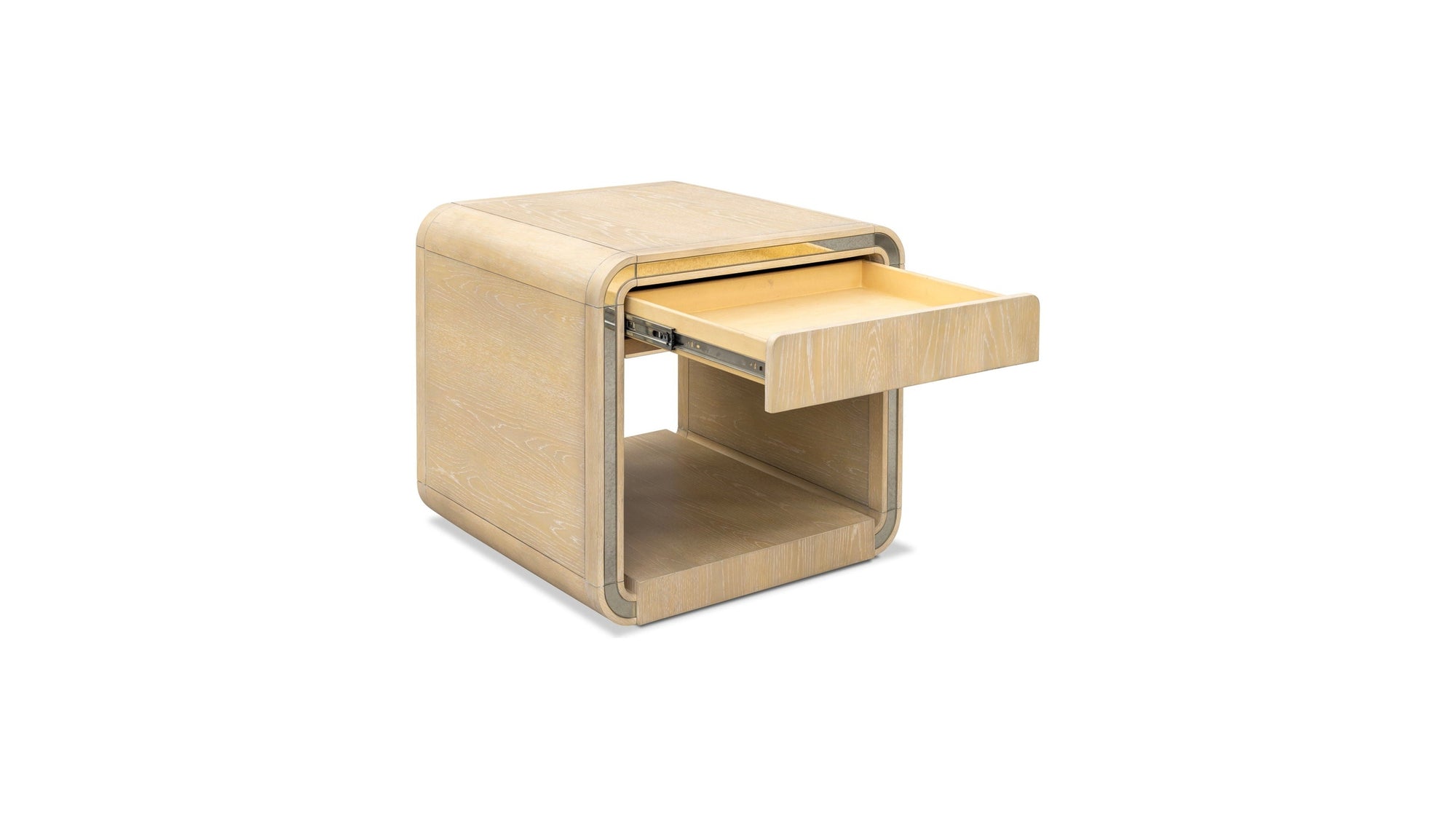 Damone - End Table - Cerused White Oak