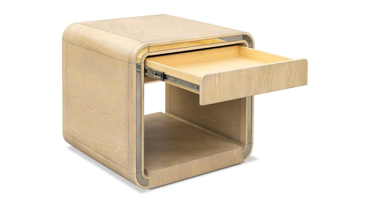Damone - End Table - Cerused White Oak