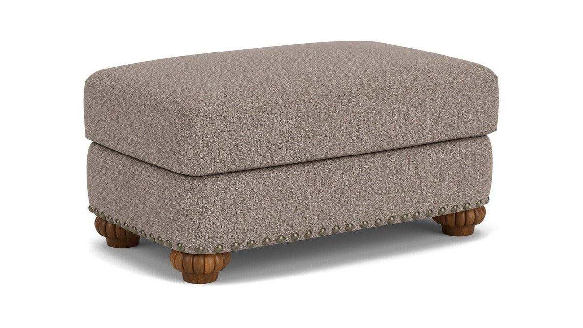 Patterson - Fabric Ottoman, Nailhead Trim