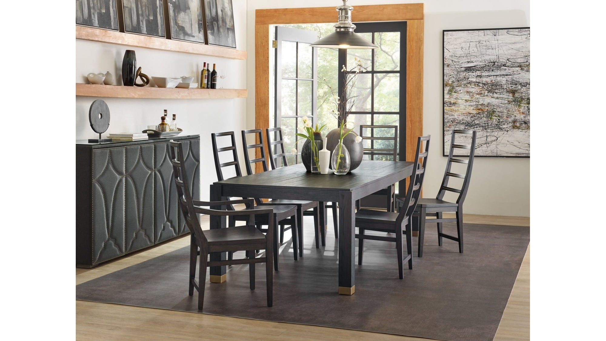 Curata - Rectangle Dining Table With 2-20" Leaves - Dark Brown