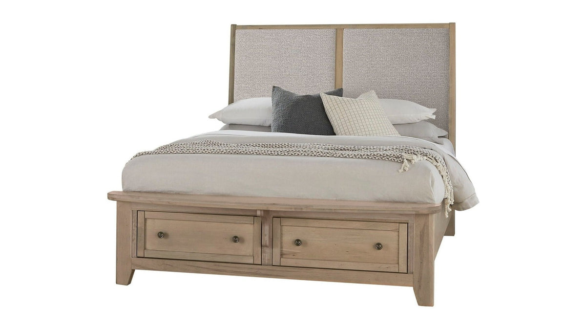 Woodbridge - Storage Upolstered Bed - Light Brown Wood
