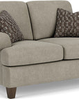 Moxy - Fabric Loveseat, T-Shaped Seat Cushion, Curved Sock Arms