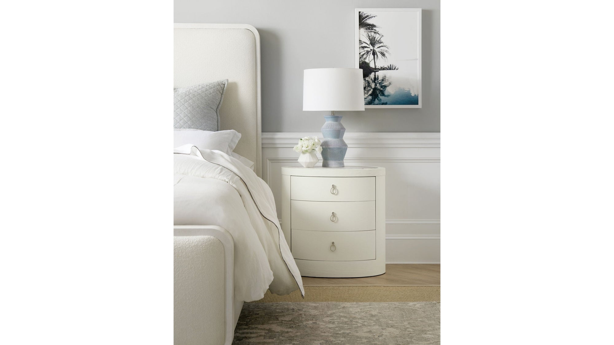 Serenity - Wavecrest Oval Nightstand - White