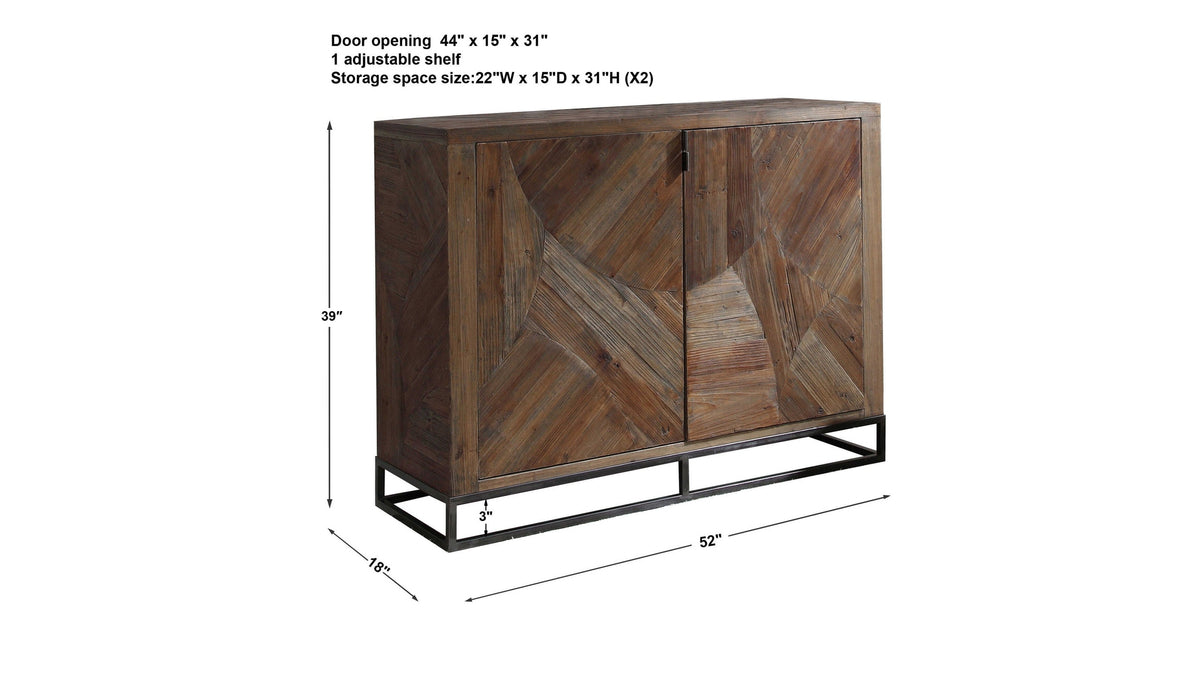 Evros - Reclaimed Wood 2 Door Cabinet - Dark Brown