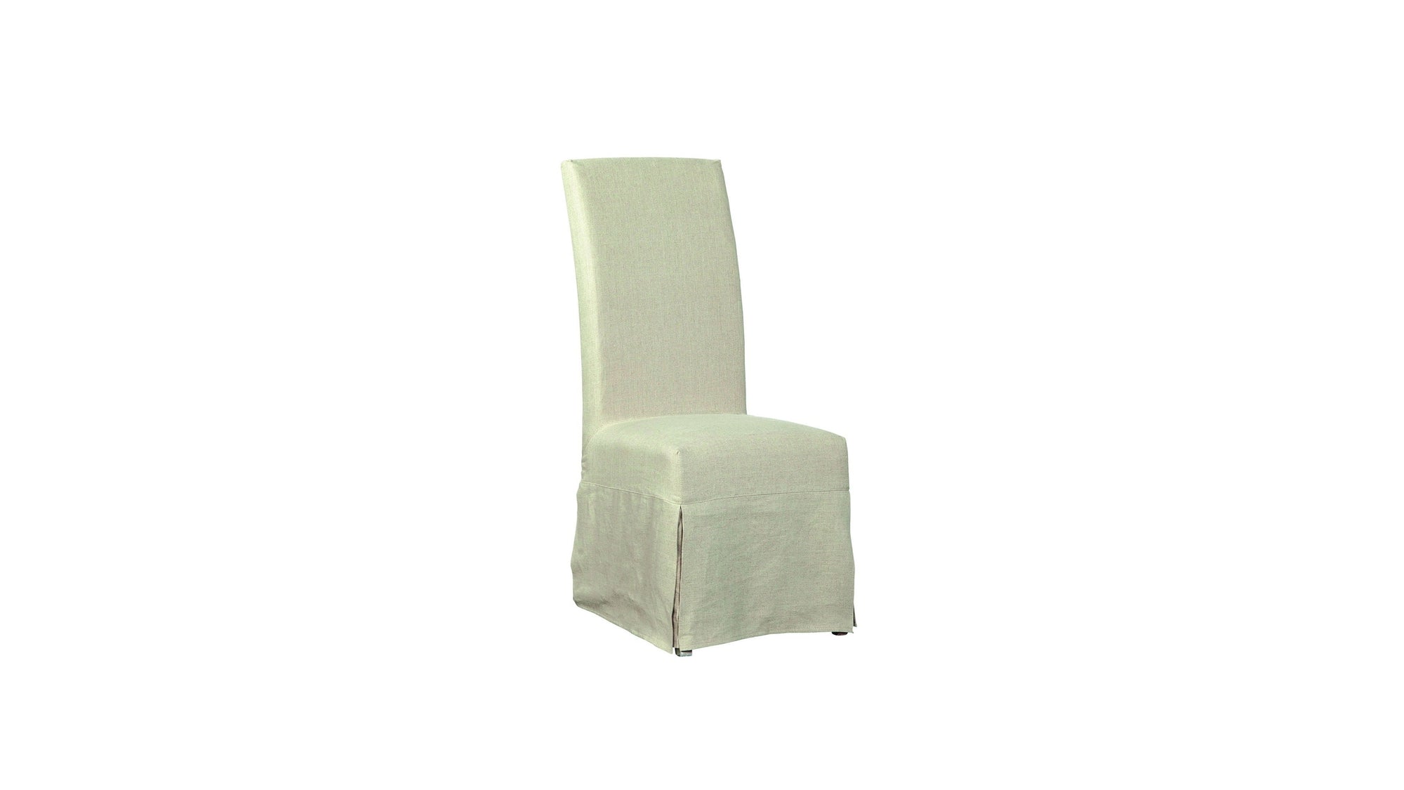 Linen Floor Length Slip Covered Parsons Chair Set of 2 - Beige