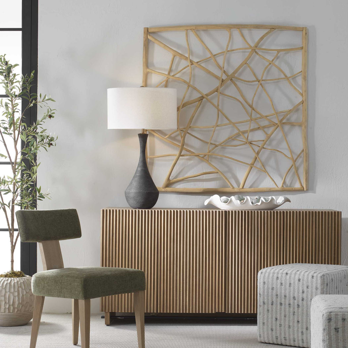 Tangled Up - Outdoor Teak Wall Decor - Woodtone
