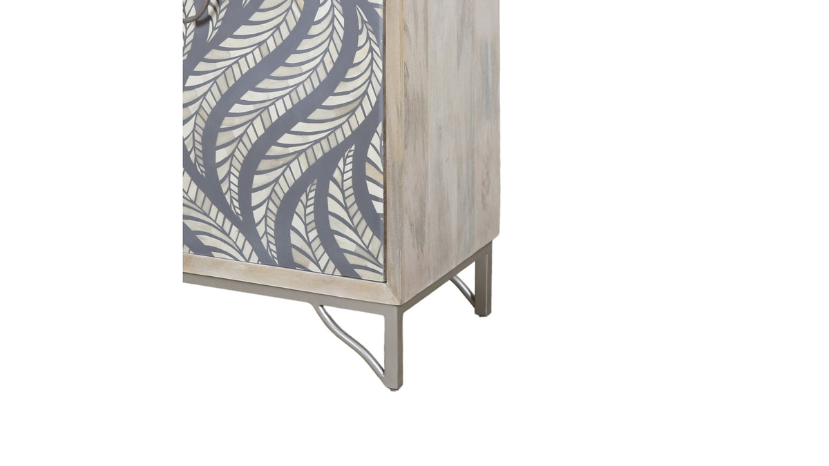 Leia - Bar Cabinet - White Mango / Ivory Bone / Gray