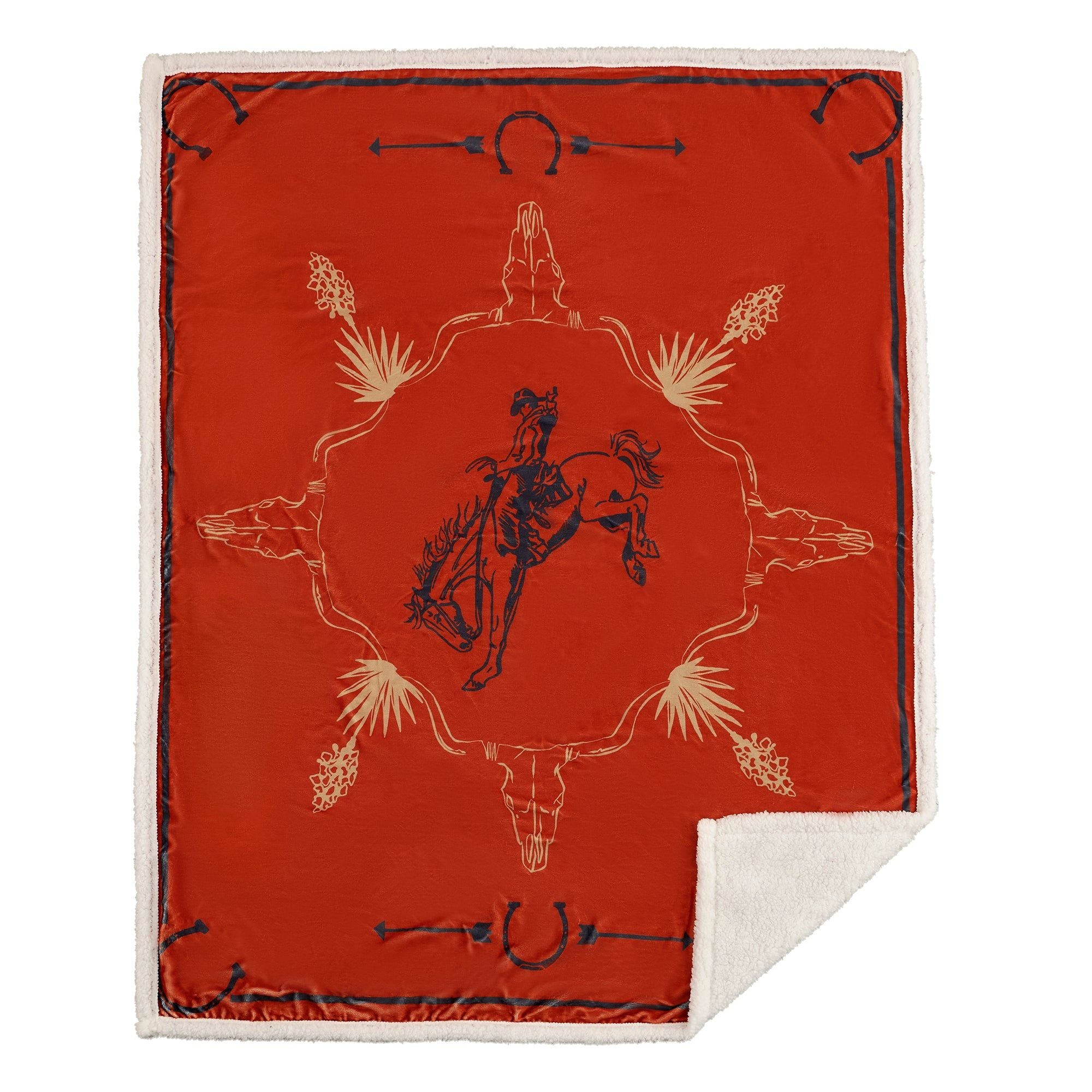 Campfire - Marfa Campfire Sherpa Throw Sunset Rider, 6 Per Carton - Red