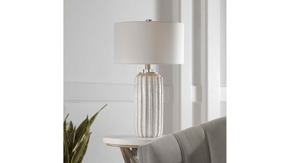 Azariah - Crackle Table Lamp - White