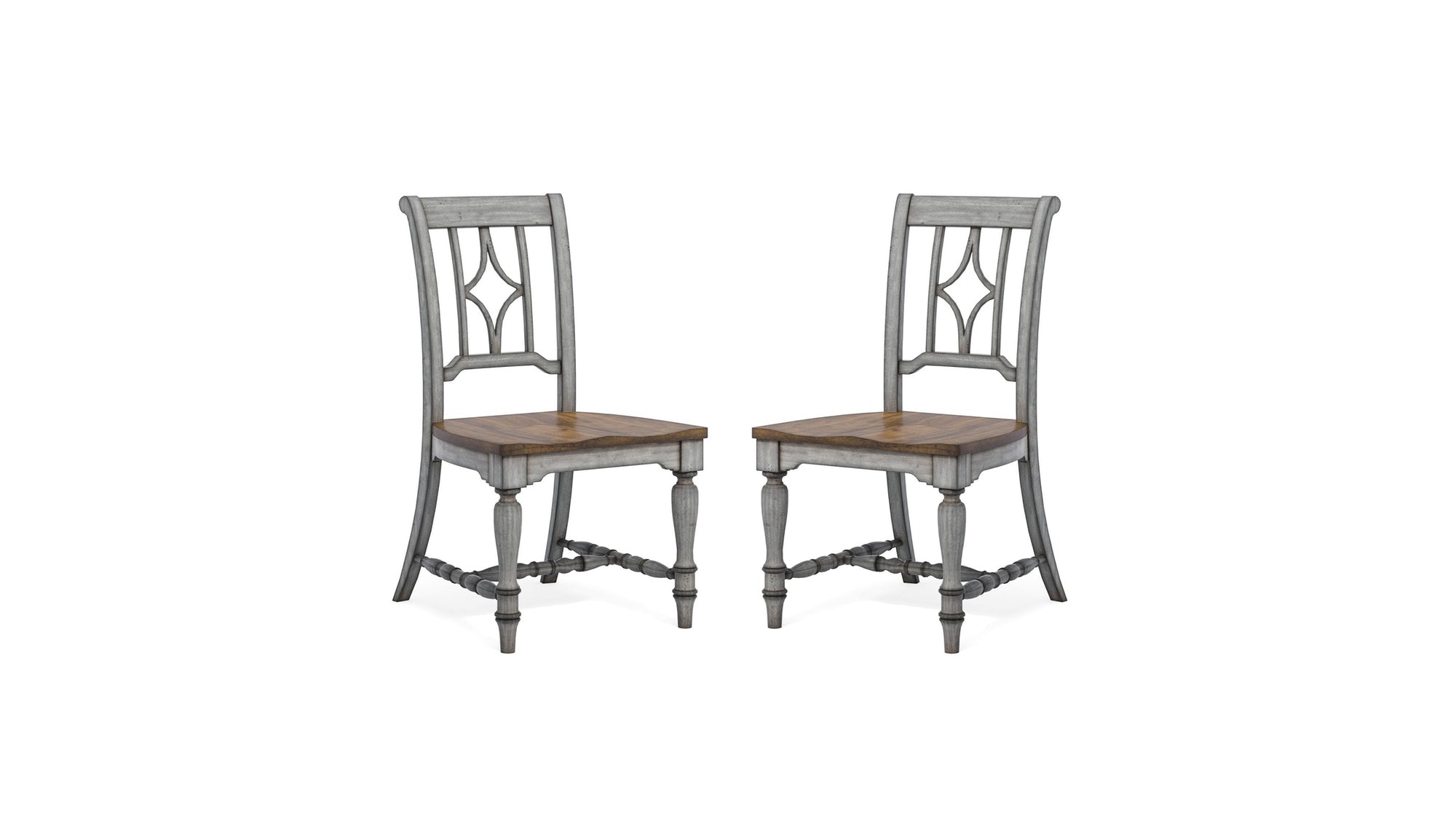 Plymouth - Dining Chair Set of 2 - Gray / Dark Brown