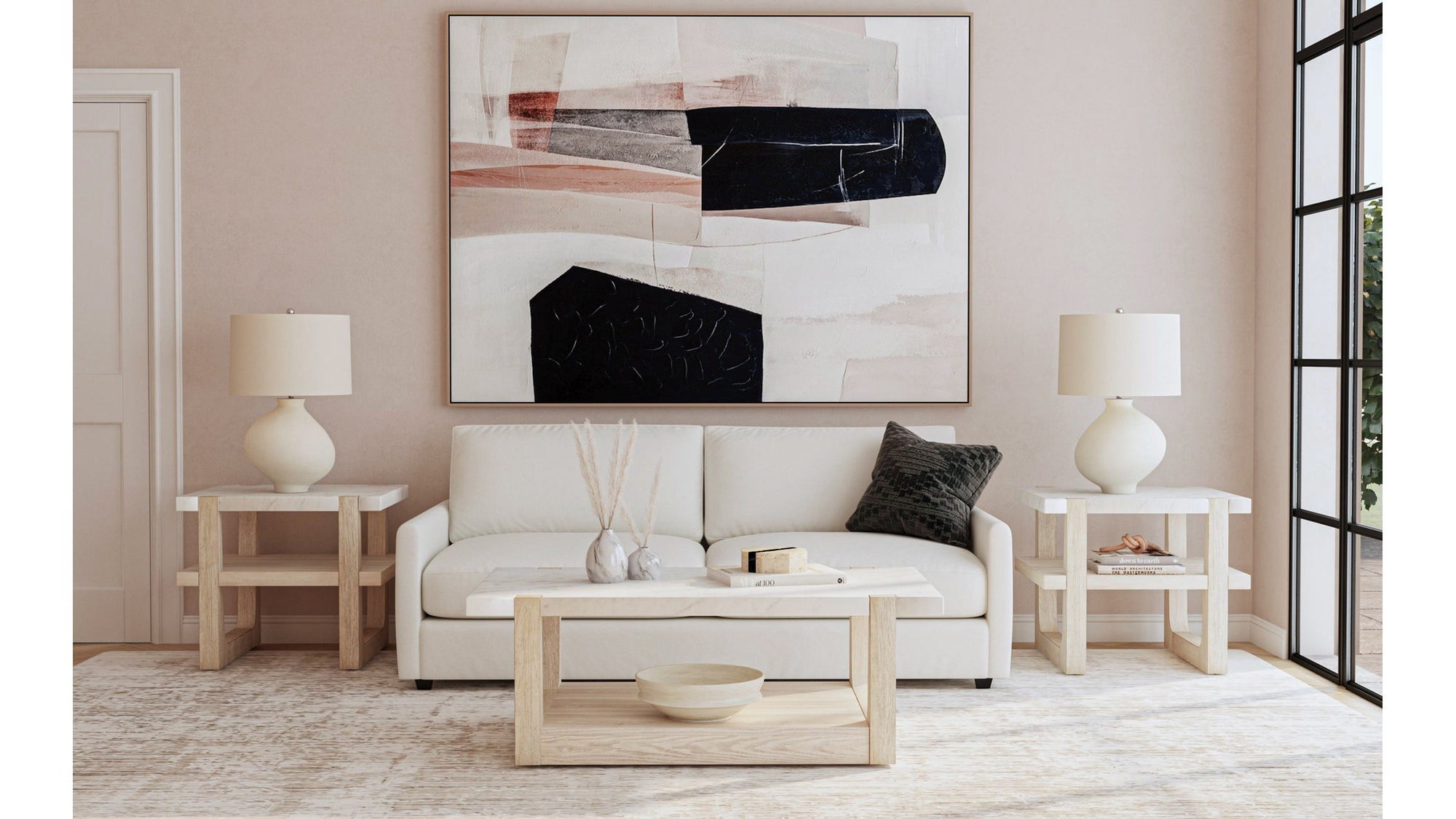 Milano Canvas Art - Beige / Blue