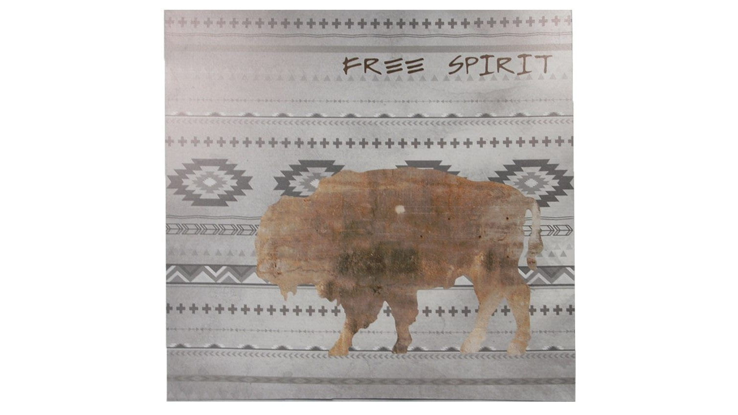 Free Spirit - 24" x 24" Aztec Buffalo Canvas Southwestern Wall Art 4 Per Carton - White / Brown
