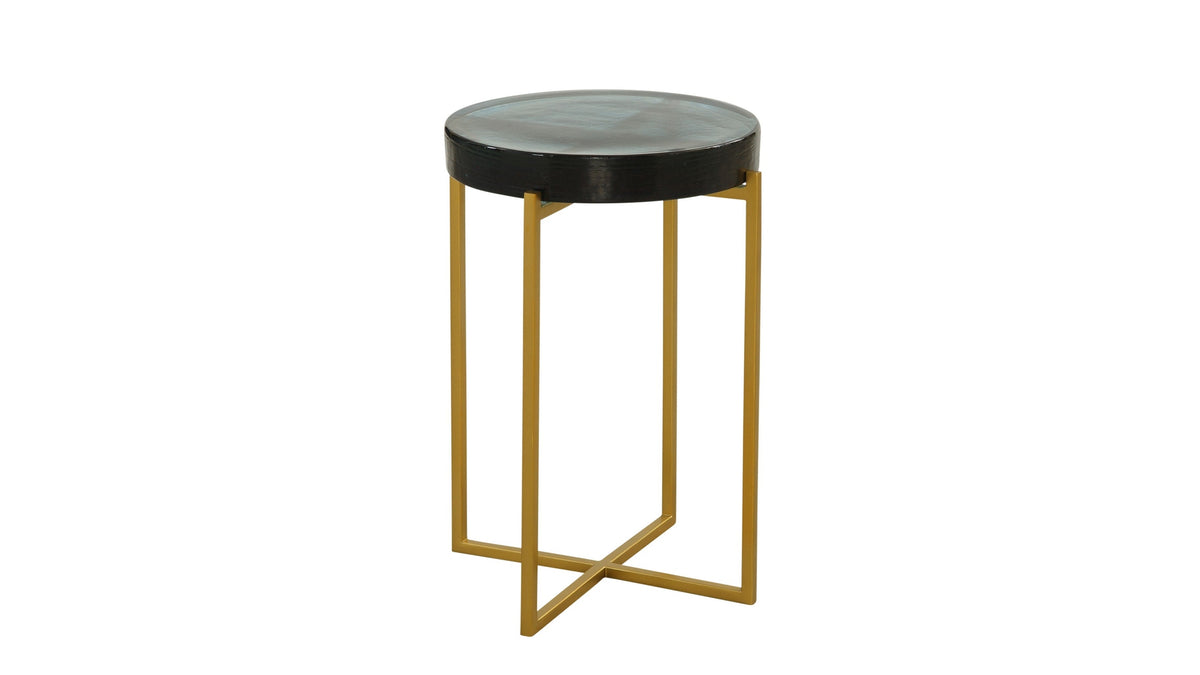 Marilee - Accent Table - Deep Blue / Sleek Brushed Gold