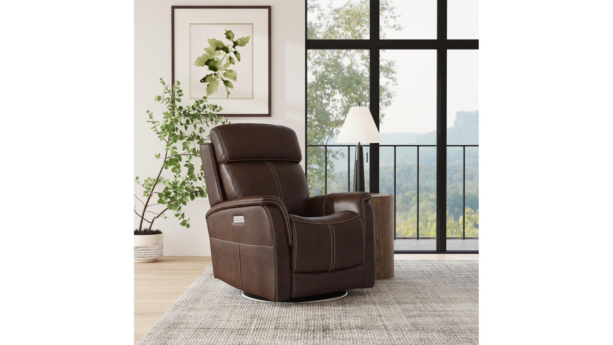 View - Power Swivel Recliner With Power Headrest