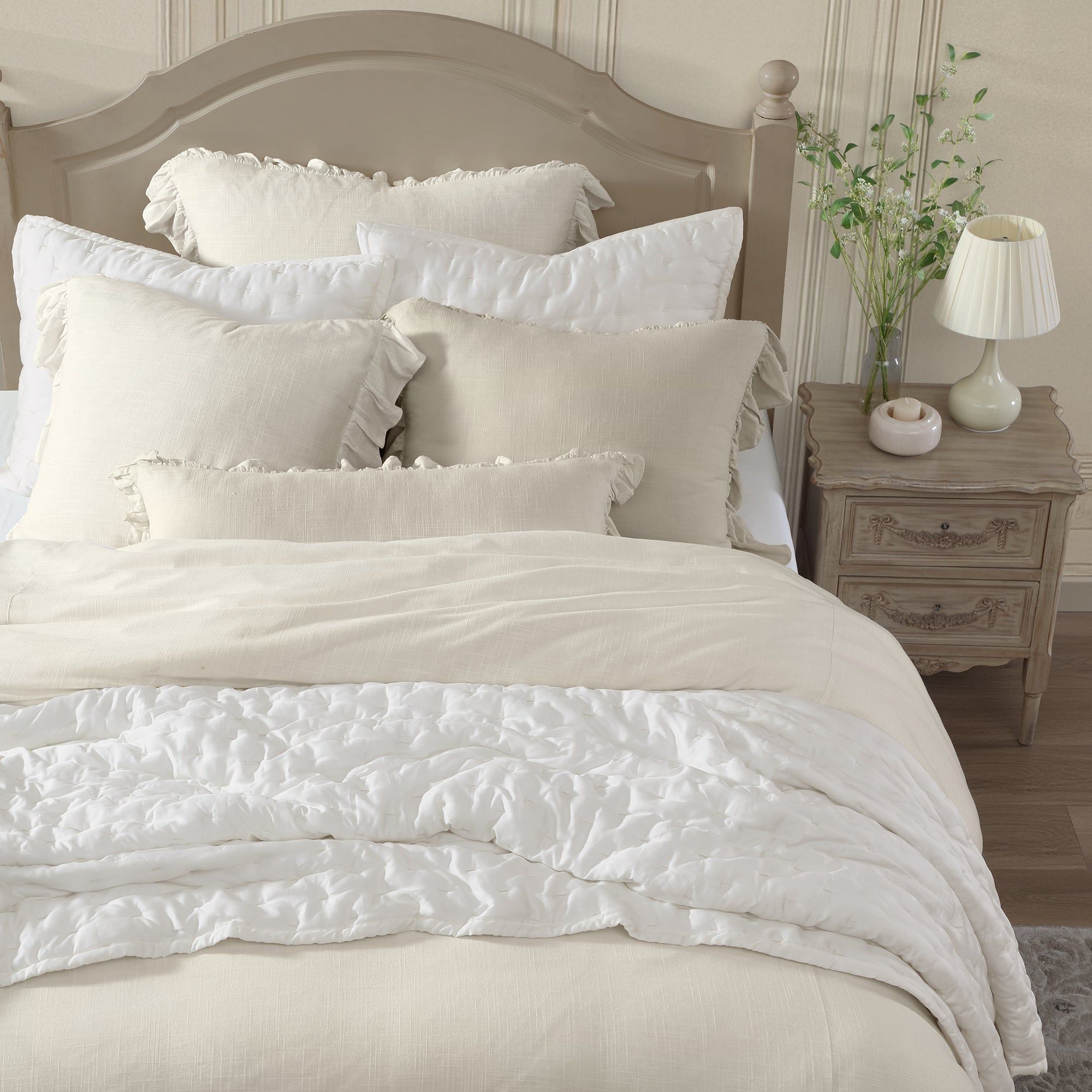 Lily - King Washed Linen Duvet Cover Set (Set of 3) - Light Tan