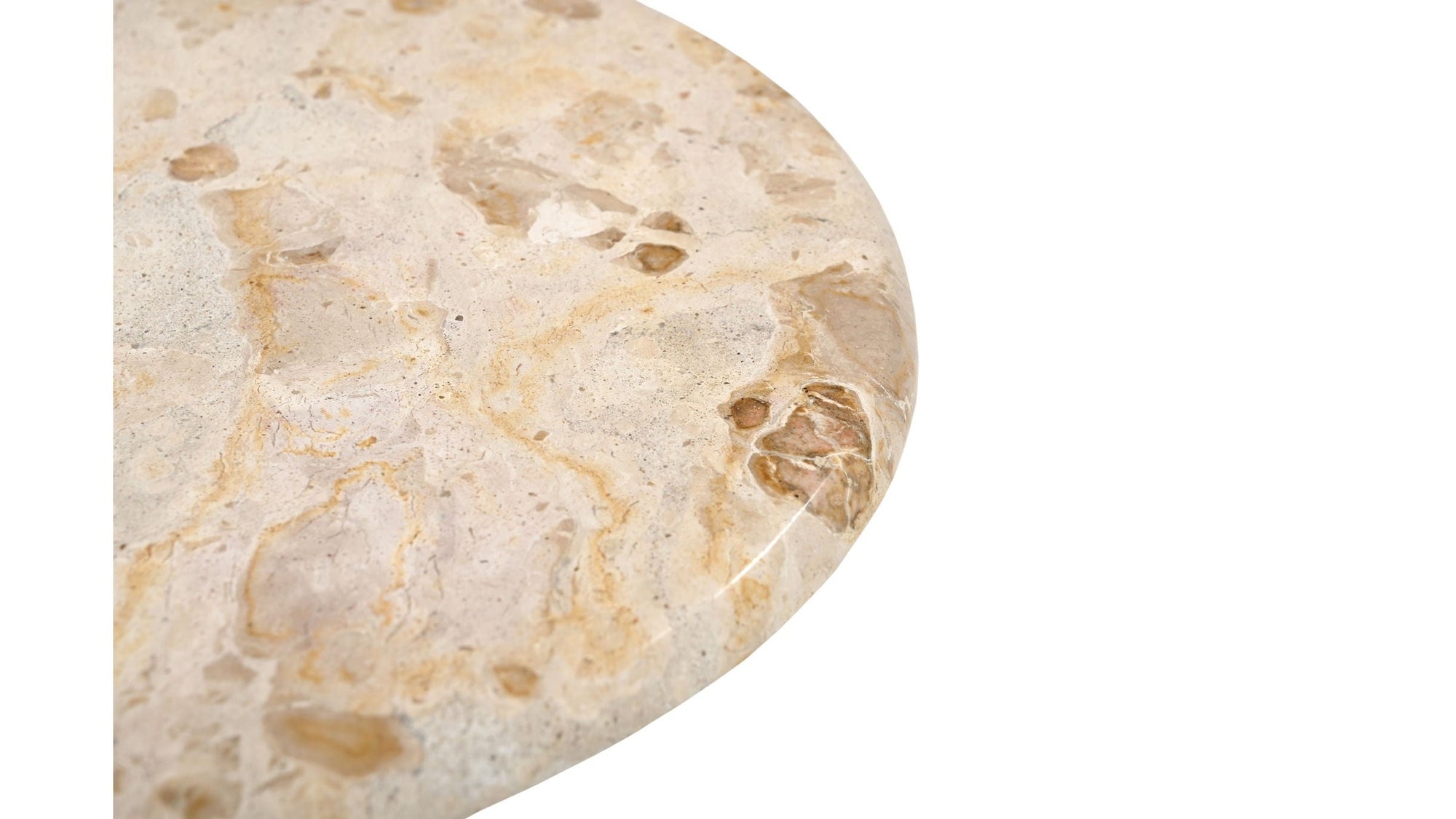 Thea - Accent Table - Italian Crema Marble / Nickel Iron