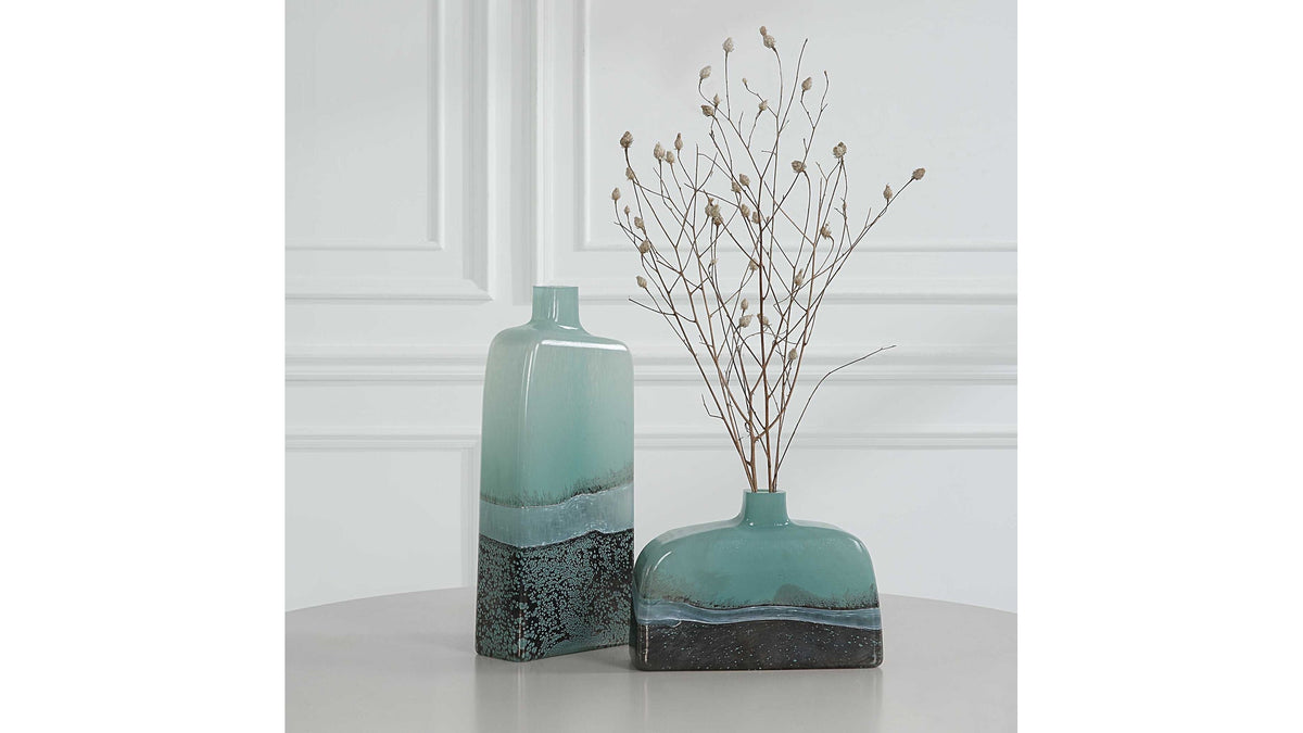 Fuze - Vases (Set of 2) - Aqua &amp; Bronze