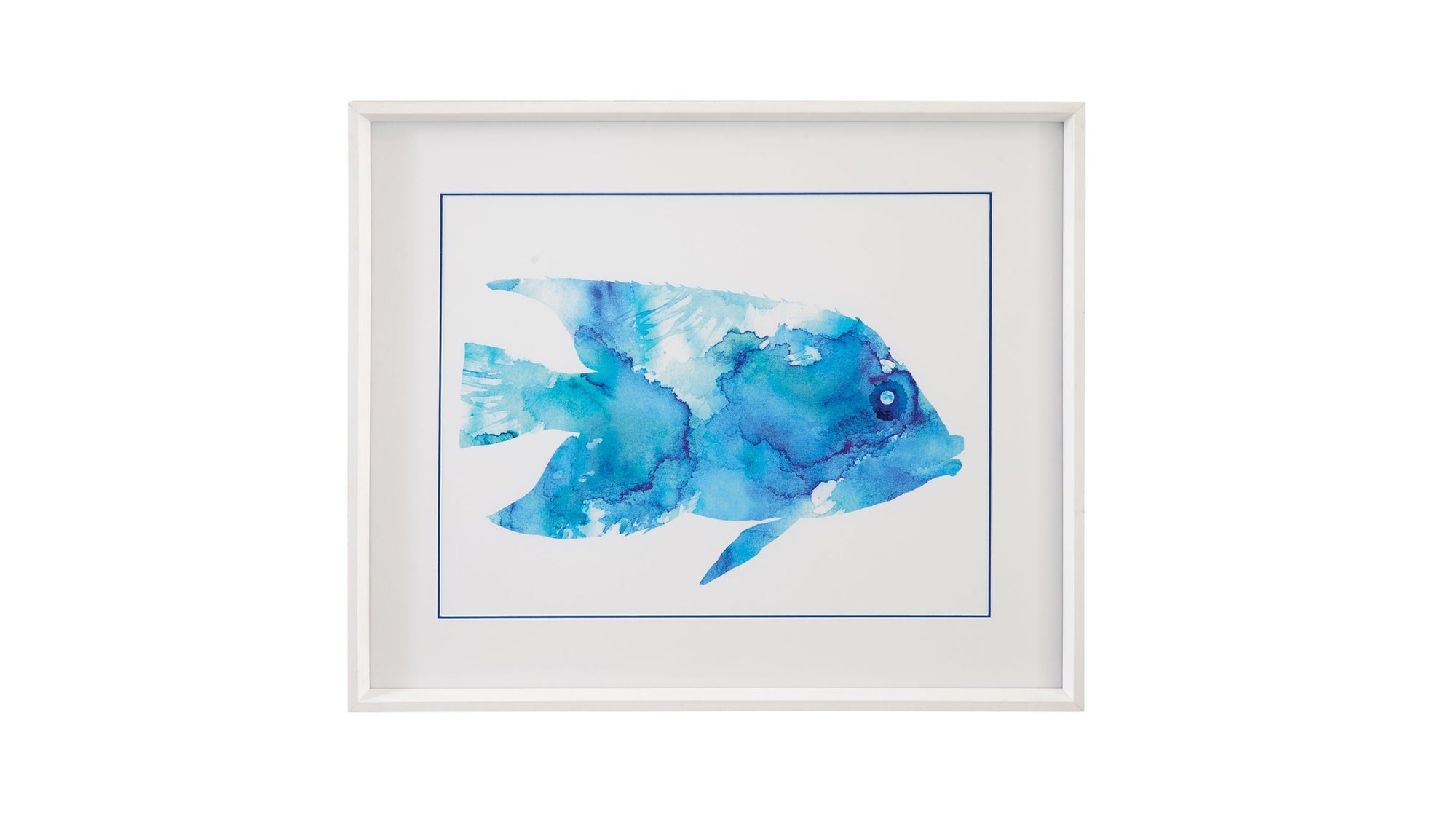 Watercolor Fish II Framed Print - Blue / White