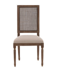 Linen & Oak - Caned Back Side Chair - Dark Brown / Beige