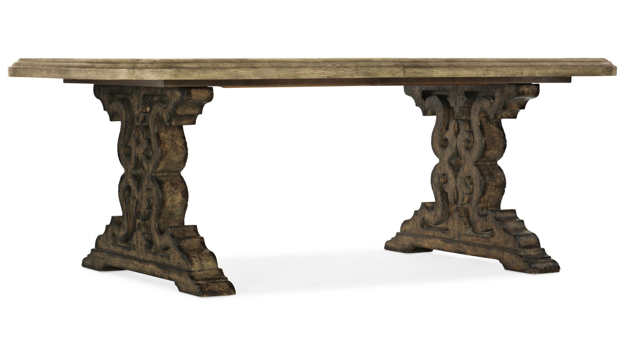 La Grange - Le Vieux 86" Double Pedestal Table With 2-18" Leaves - Light Brown