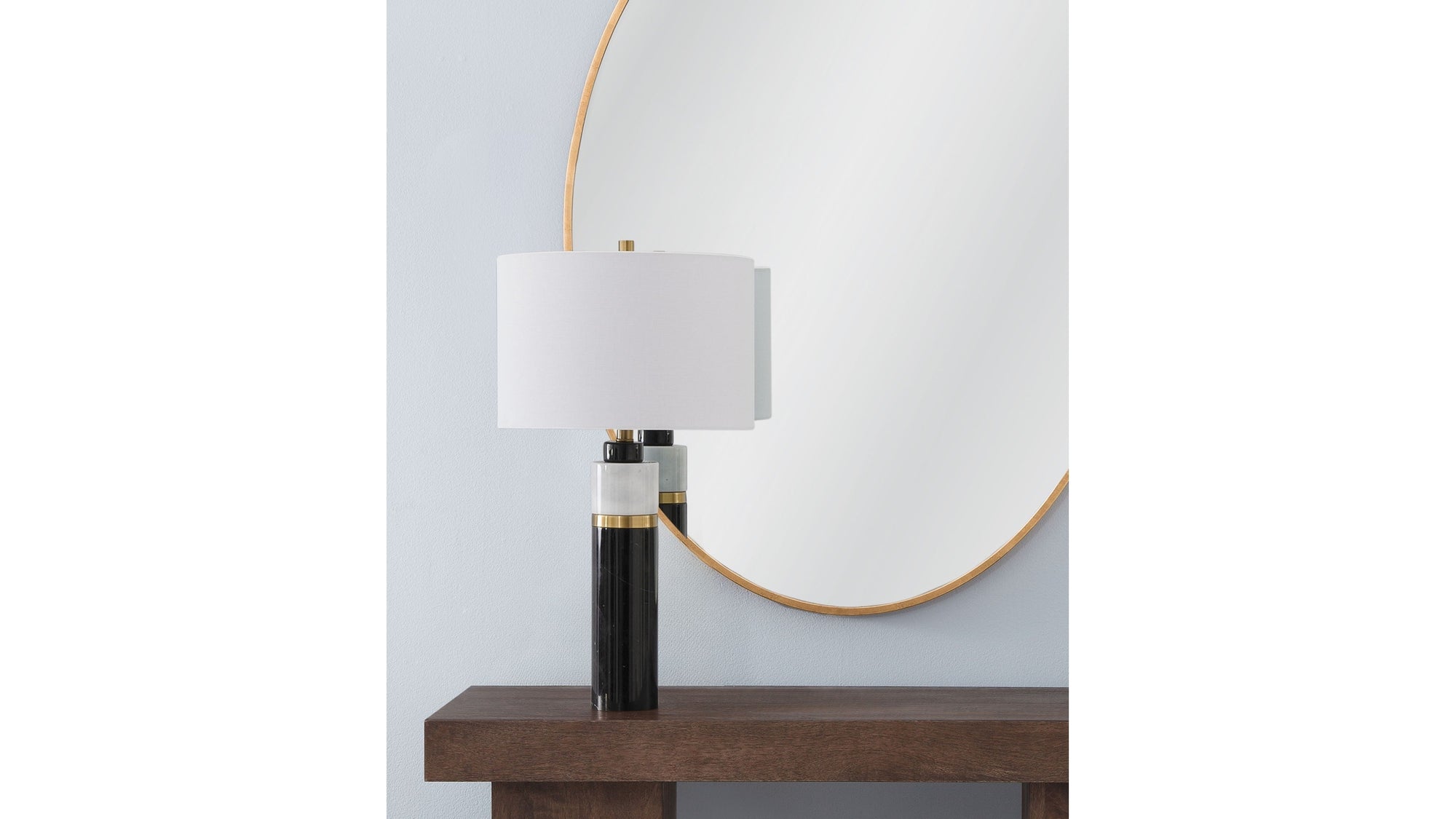 Gregory - Table Lamp - Black / White / Brass