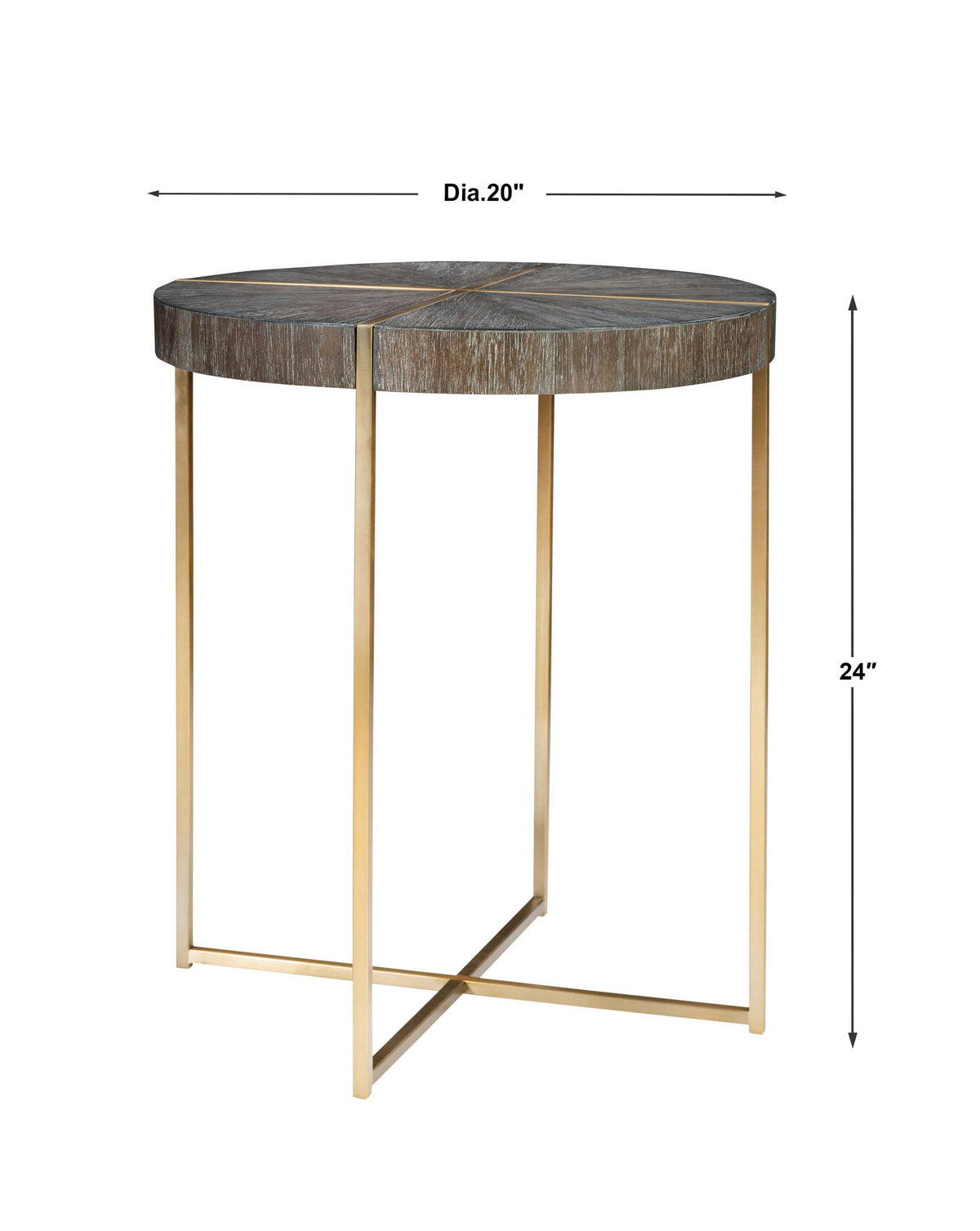 Taja - Round Accent Table - Dark Brown &amp; Gold