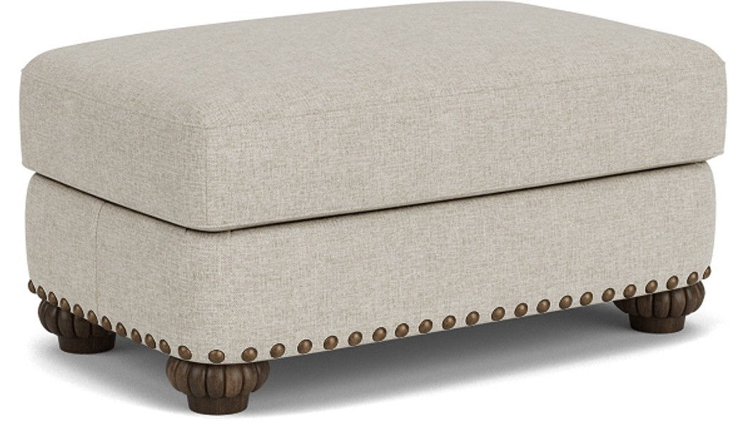 Patterson - Fabric Ottoman, Nailhead Trim