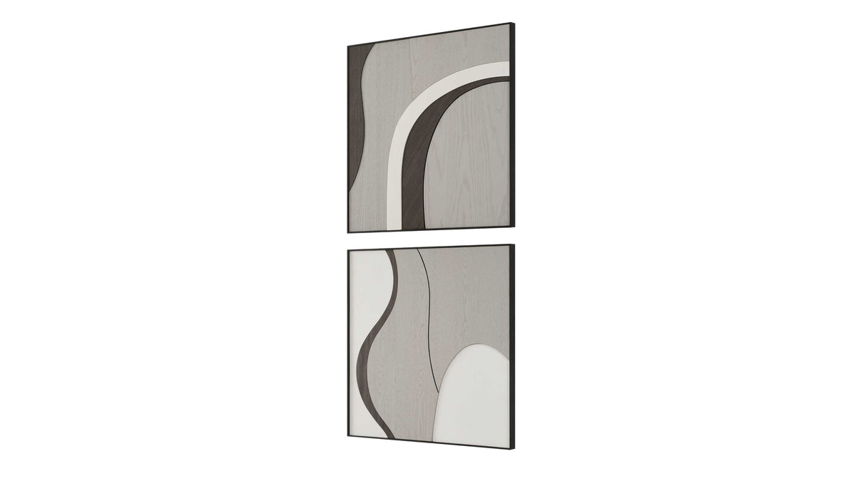 Joel - Modern Wood Wall Art (Set of 2) - Brown / Gray