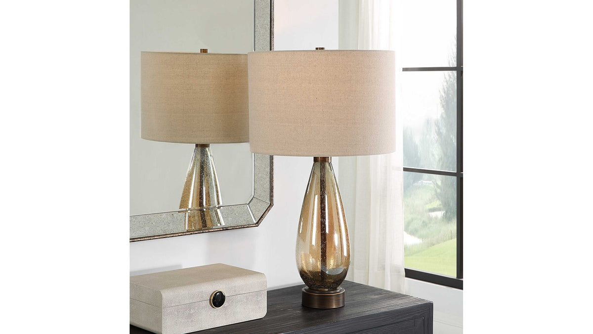 Baltic - Teardrop Glass Table Lamp - Dark Brown