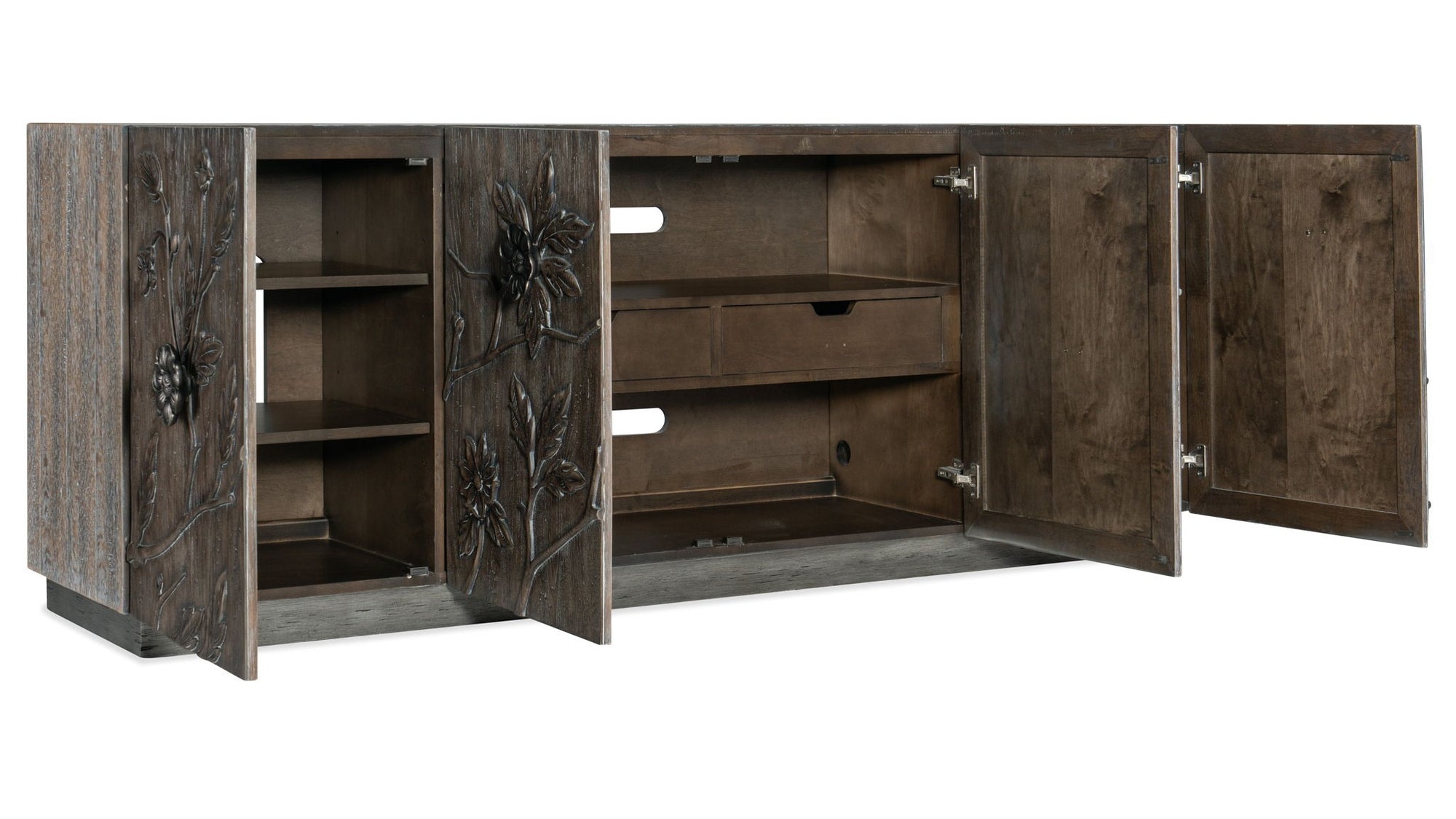Melange - Florence 4-Door Credenza - Dark Gray