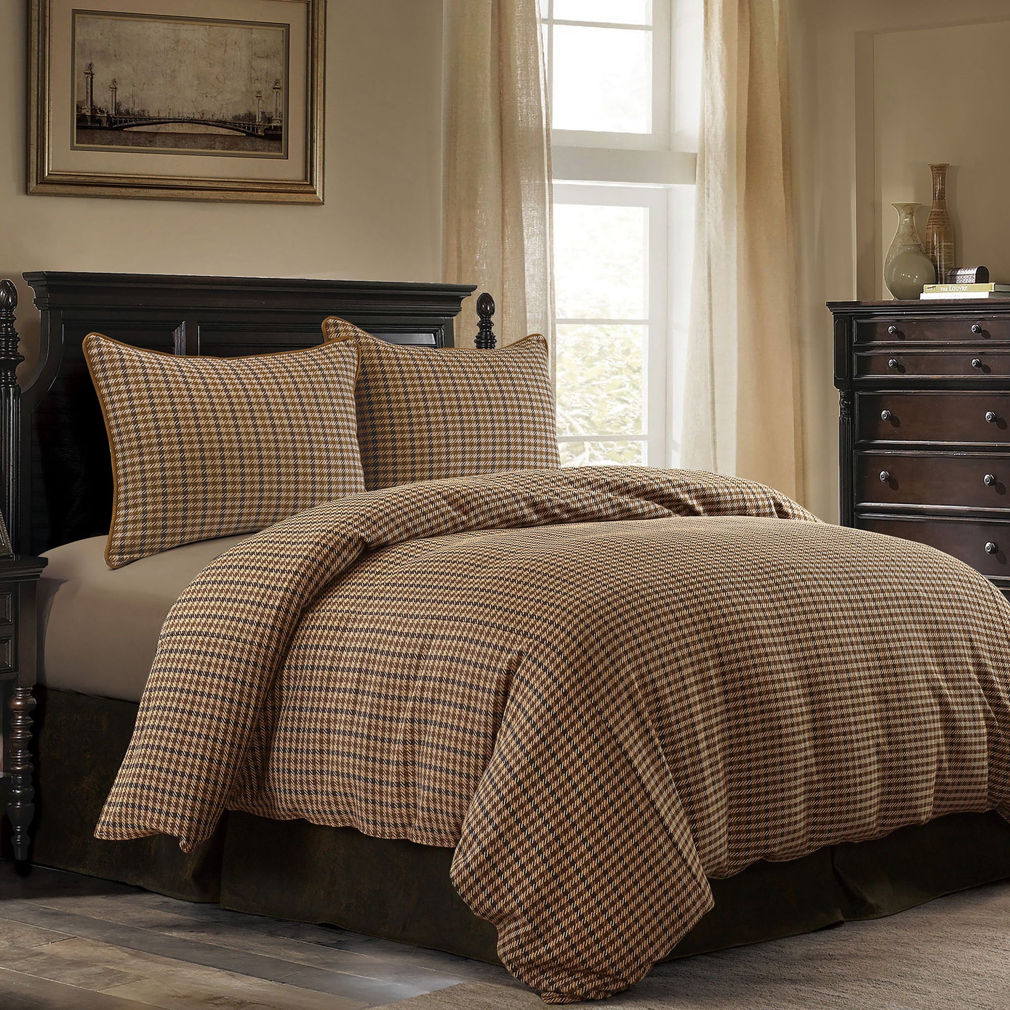 Clifton - Full Comforter Set (Set of 3) - Brown / Green / Cream