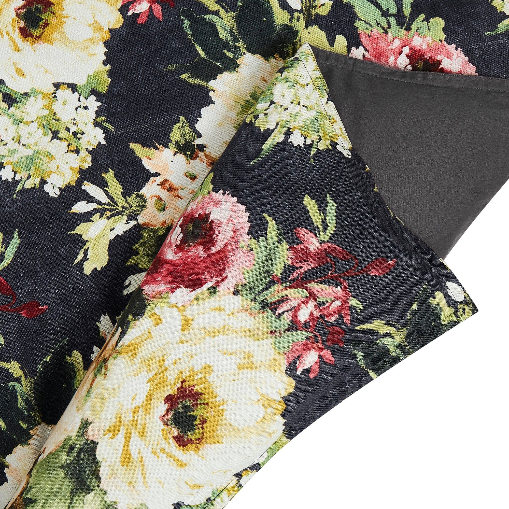 Peony - Queen Washed Linen Duvet Cover Set (Set of 3) - Charcoal
