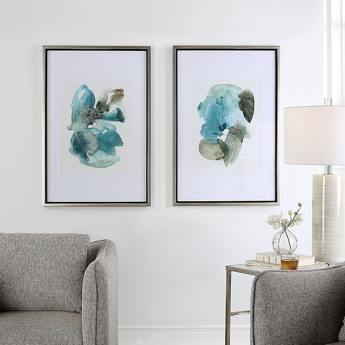 Blueprints - Watercolor Prints Set of 2 - Light Blue