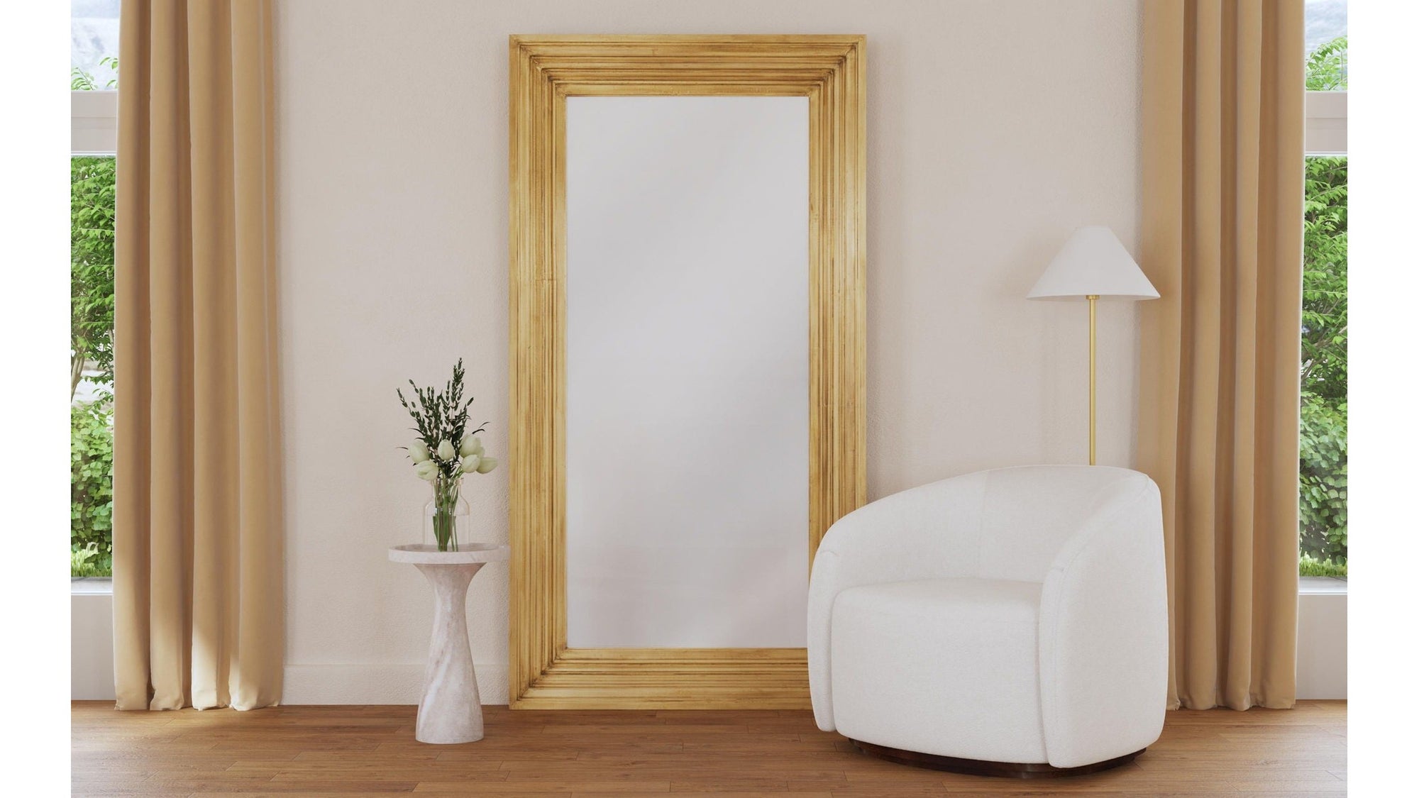 Queenie - Floor Mirror - Brass