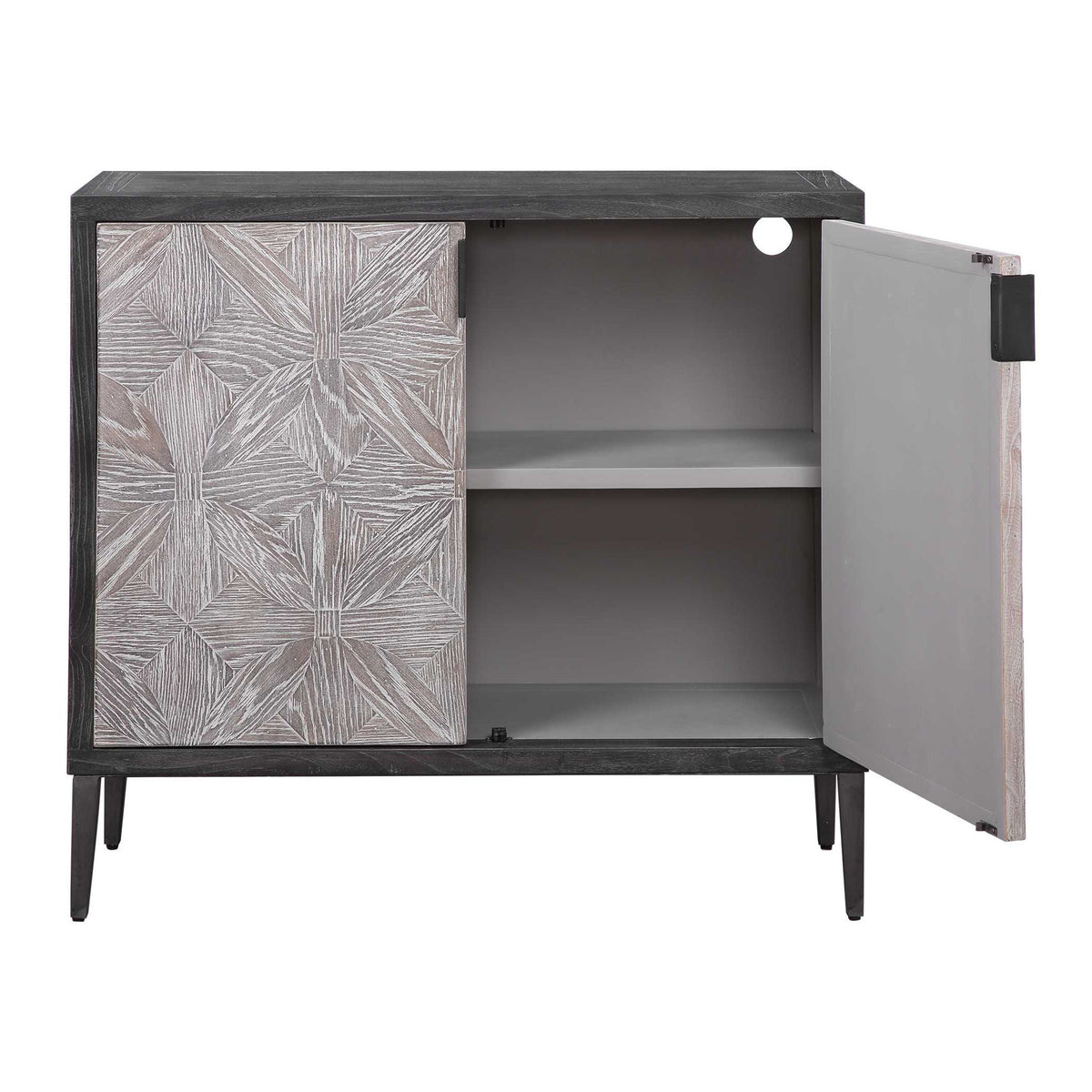 Laurentia - 2 Door Accent Cabinet - Black &amp; Silver