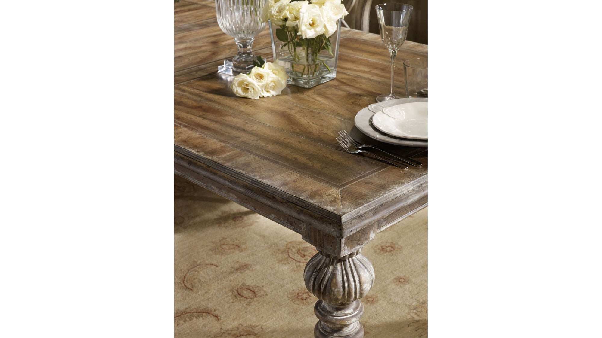Chatelet - Rectangle Leg Dining Table With 2 18" Leaves - Light Brown