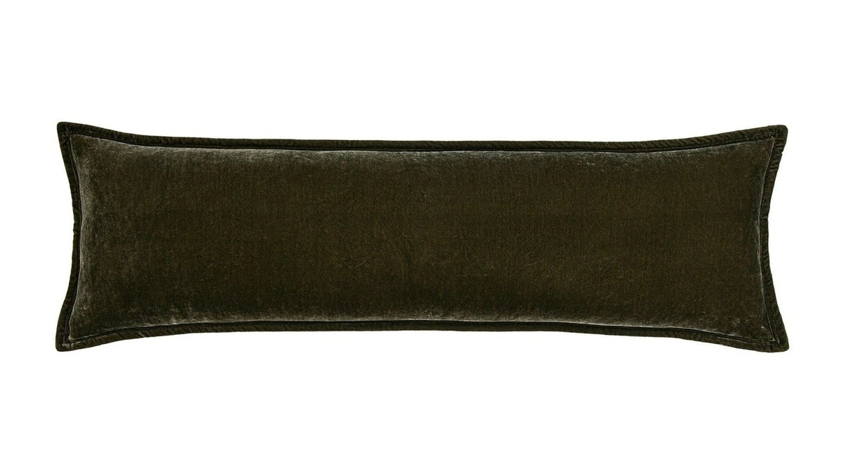 Stella - Faux Silk Velvet Long Lumbar Pillow - Fern Green