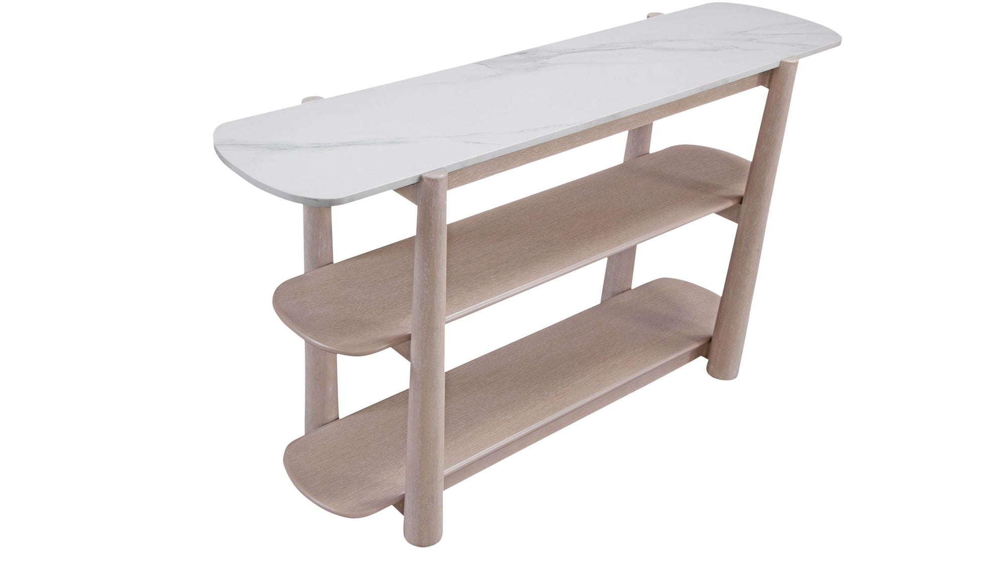 Horizons - Console Table - White Oak / White Marble