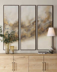 Smoke Break - Hand Painted Modern Art (Set of 3) - Black / Gray / Orange / Woodtone / Yellow