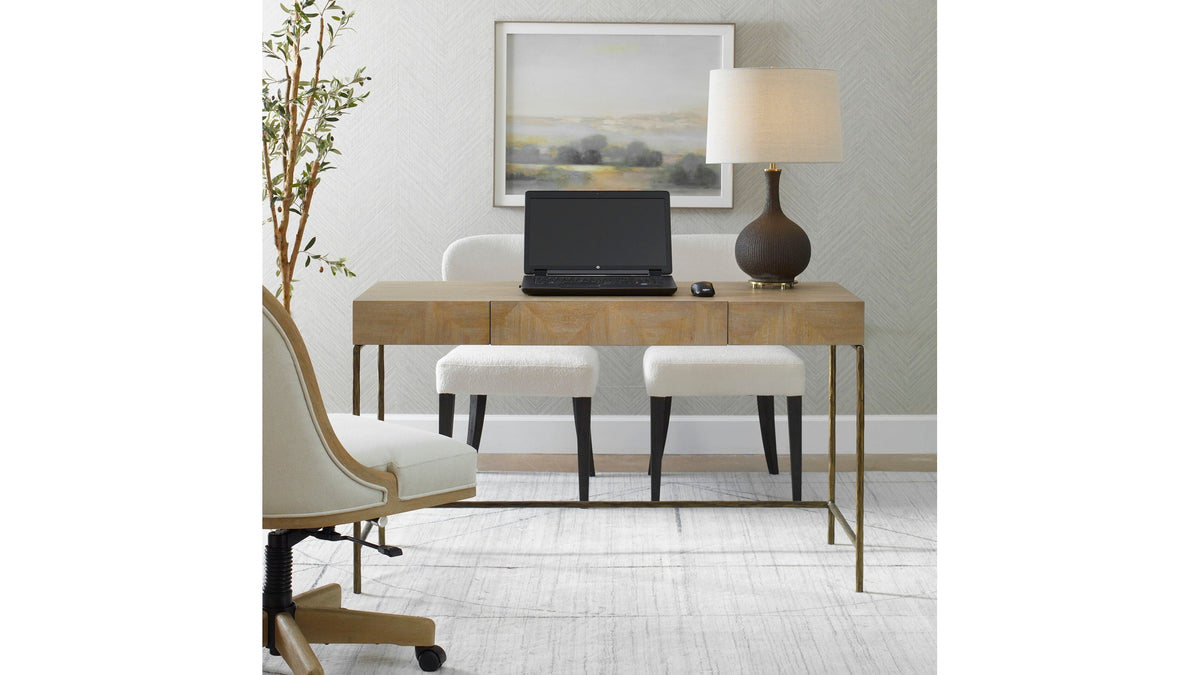 Aristotle - Natural Wood Modern Desk