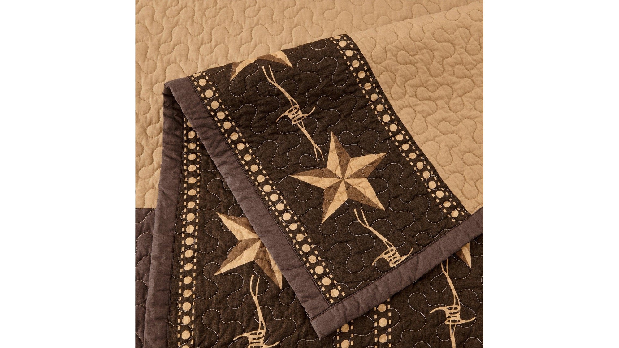 Rustic Star - Twin Star Ranch Reversible Quilt Set Set of 2 - Brown / Tan